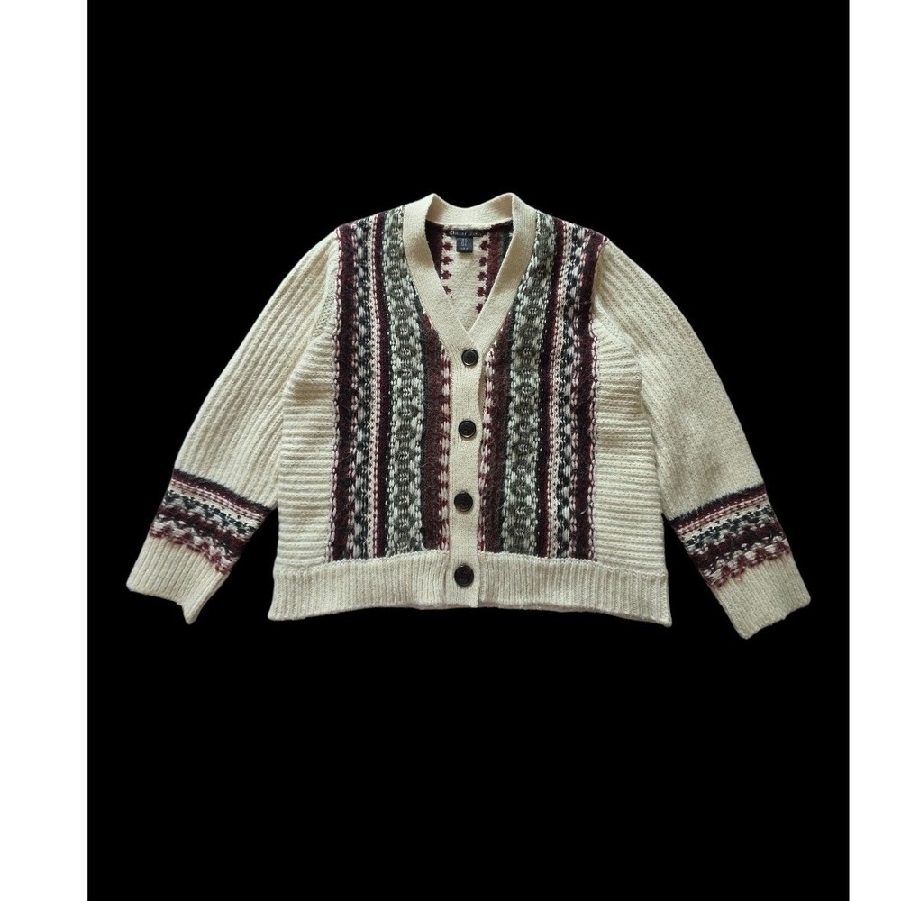 Cristian Lacroix Nordic Coastal Chunky Button‎ OldMoney Maximalist Cardigan sz S